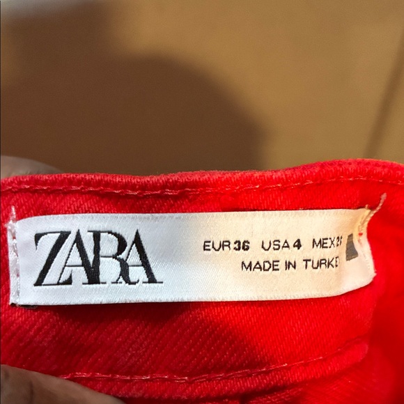 Zara Women's Bright Red Flare Jeans with raw hem - Picture 7 of 7